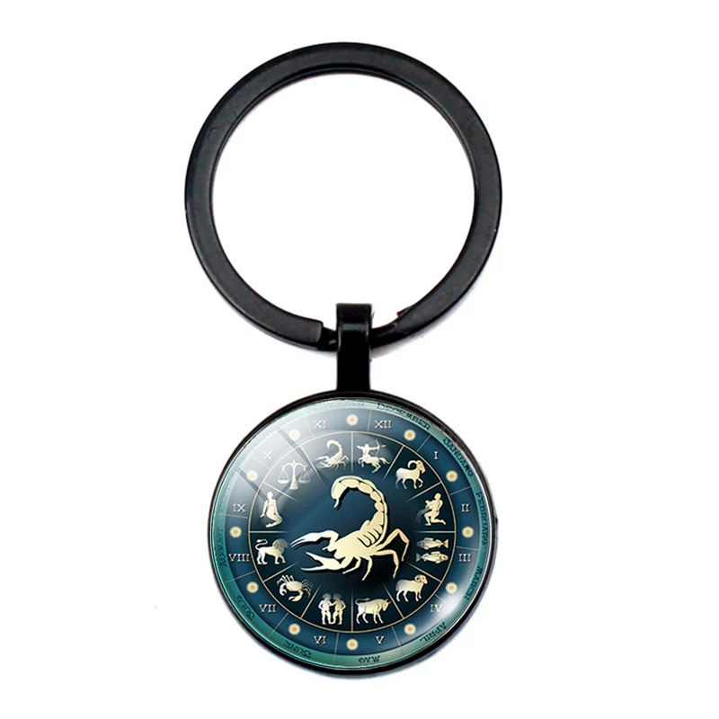 Fashion Jewelry 12 Constellation Key Chain Charm Zodiac Sign Keychain Car Crystal wallet handbag Pendant Man Woman Favorite Gift