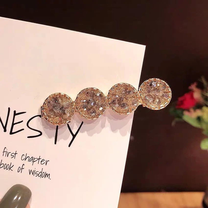 1pcs moda strass grampos de cabelo meninas grampos de cabelo headwear geométrico redondo hairgrip feminino barrette lado grampo de cabelo acessórios