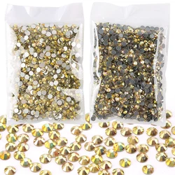 Crystal Metal Sunlight Flatback Rhinestone Shiny Yellow Hotfix Strass Glitter Stones Iron on Garment Decoration Accessories