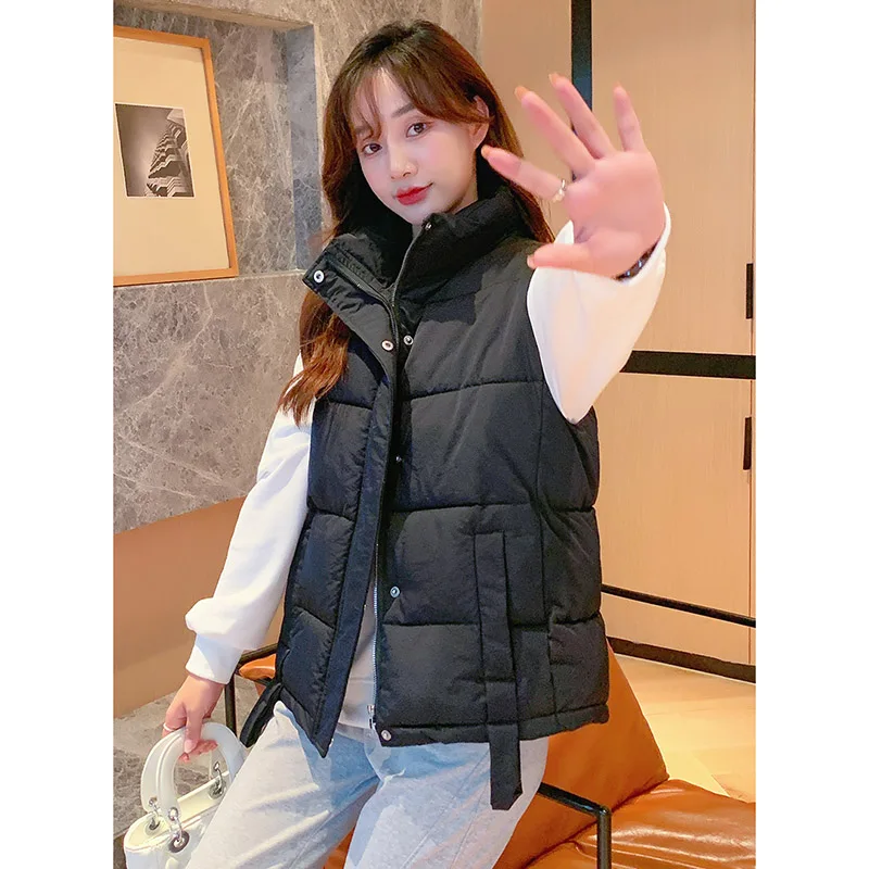 

Short Down Cotton Jacket Women Solid Color Student Winter clothes Waistcoat 2022 New Elegant Vintage Parkas Cotton Vest Female