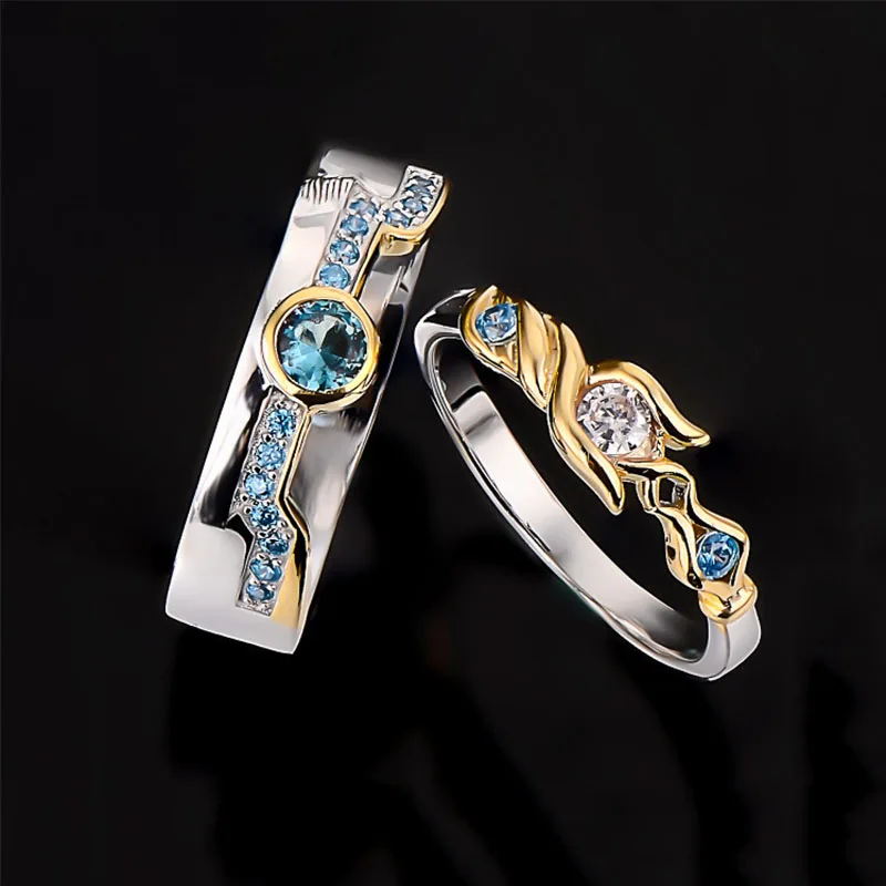 LoL The Prodigal Explorer Game Lux Ezreal Adjustable Opening Ring 925 Silver Rings Cosplay Prop Jewelry For Couple Lovers Gifts