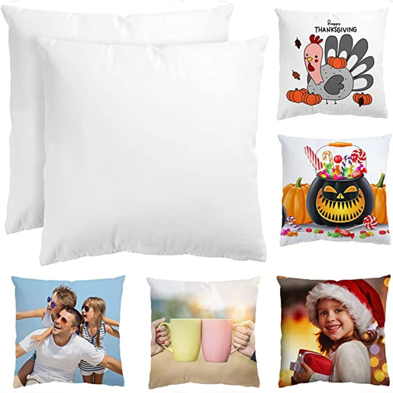 Wholesale Blank Sublimation Throw Pillow Covers Soft Peach Skin Polyester Pillowcases White Plain Decorative Cushion Cover