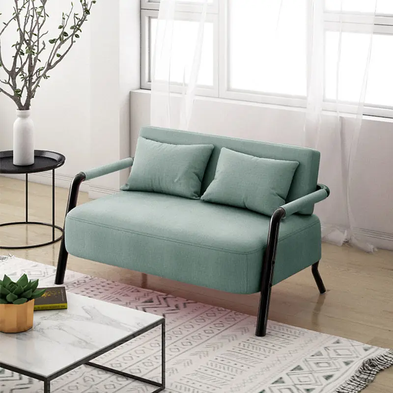 Nordic pojedyncza podwójna Sofa Sofa do salonu mały apartament prosta nowoczesna tkanina Sofa żelazna prosta japońska apartament modna Sofa