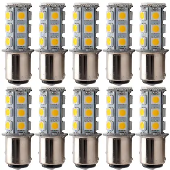 따뜻한 화이트/화이트 1156 BA15S 1141 1095 5050 18SMD LED 전구 조명, 3000K RV 방향 지시등, 백업 후진 캠핑카 RV 조명, 10 개