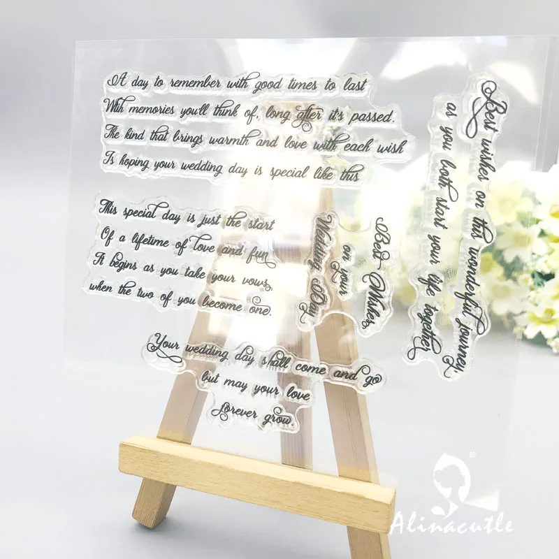 Alinacutle CLEAR STAMPS Wedding Sentiments Scrapbooking Card Album Paper Craft Rubber Roller Transparent Silicon