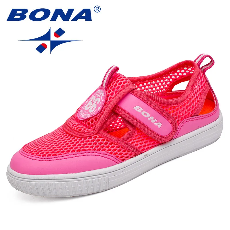 BONA 2022 New Designers Popular Light Sneakers Children Luxury Brand Mesh Breathable Shoes Kids Non-slip Casual Shoes Child Soft