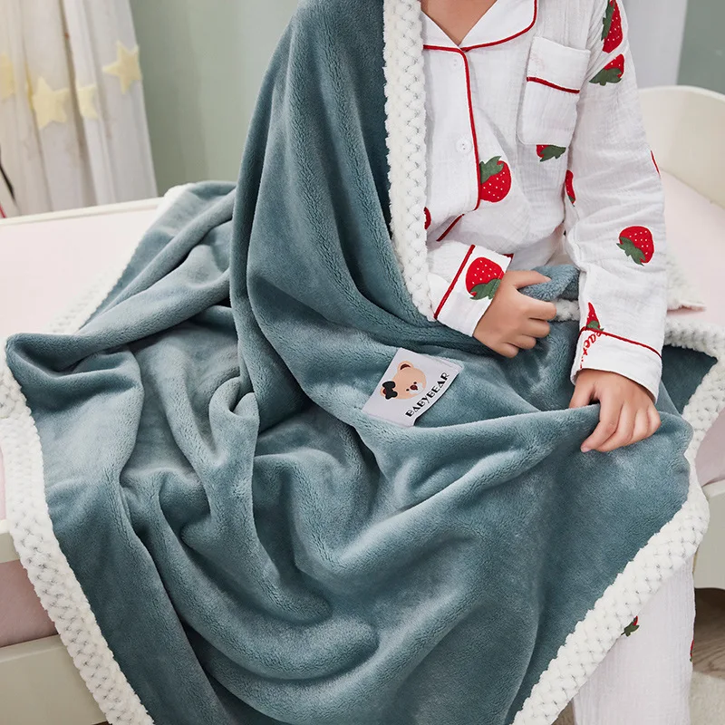 New Children's Mink Milk Velvet Blanket Infant Kindergarten Animation Cartoon Air Conditioning Small Blanket Knee Blanket