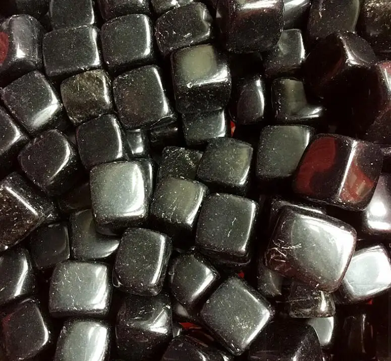 100g Natural obsidian stone blocks black crystal rubble square to play with potted fish tank