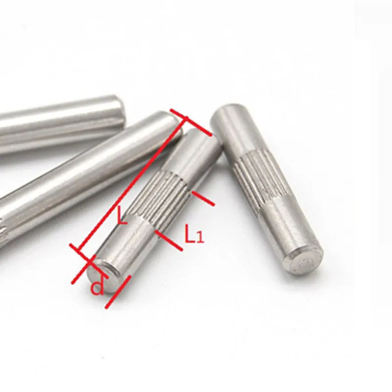 50pcs  304 Stainless Steel Center Knurling Spline Thread Shaft 5mm Knurling Cylindrical Pins Metal Hinge Pin Connecting Rod