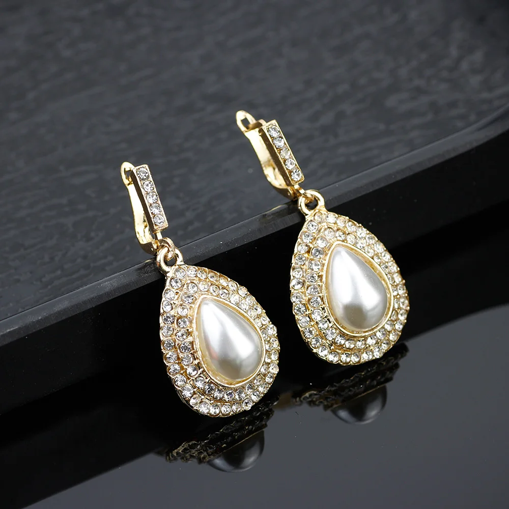 Vintage Big Artificial Gem Ladies Drop Earring Turkish Retro Gold Color Crystal Sculpture Craft Women Earrings Ethnic Jewelry