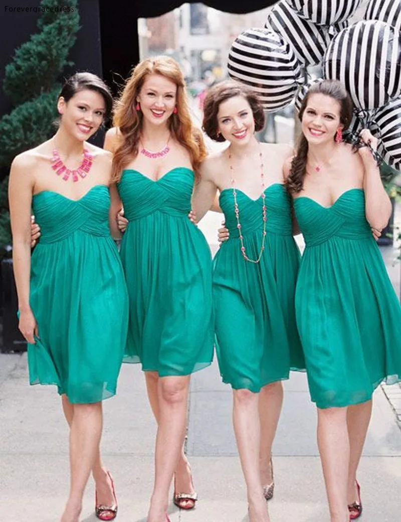 Simple Short Knee Length Bridesmaid Dress Chiffon Women Wear Maid of Honor Gown