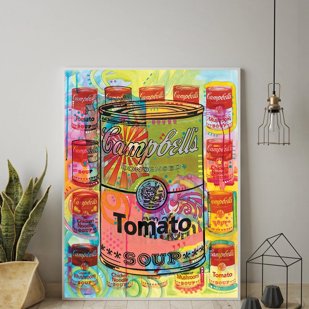Impresión artística de pared, pintura de tomate, setas, sopa, arte abstracto de Color, imagen decorativa, impresiones artísticas de pared para sala de estar sin marco