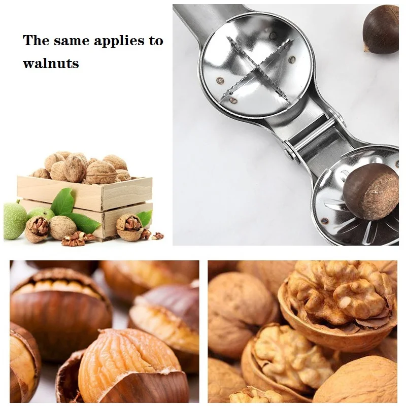 Multifunctional Stainless Steel Quick Nuts Cracker Kitchen Tools Chestnut Clip Walnut Pliers Metal Sheller Nut Opener Cutter