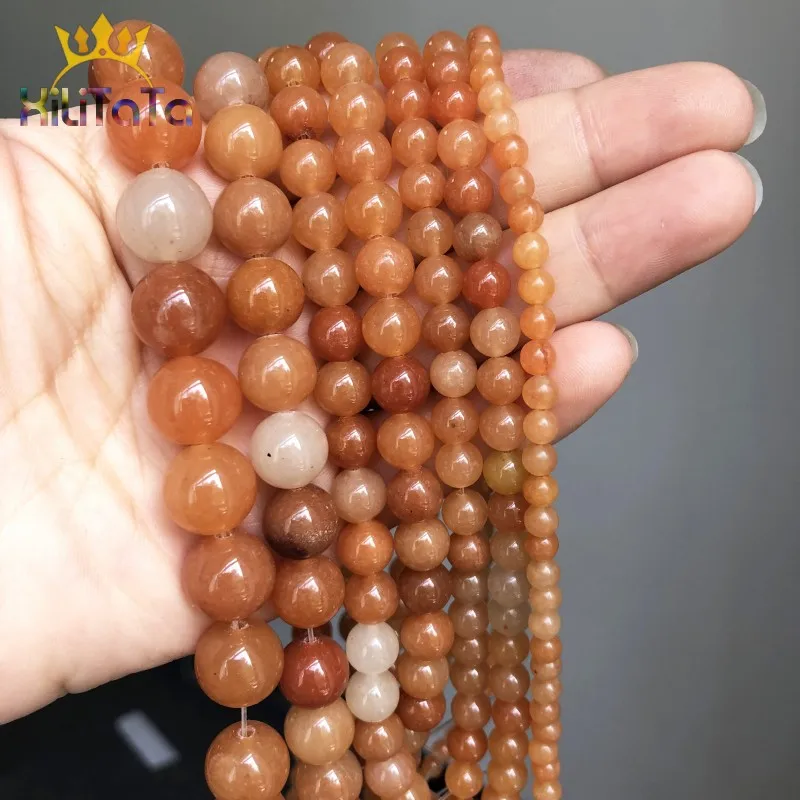 Natural Stone Beads Red Aventurine Round Loose Spacer Beads For Jewelry Making DIY Bracelet Earrings Accessories 15\'\' 4/6/8/10mm