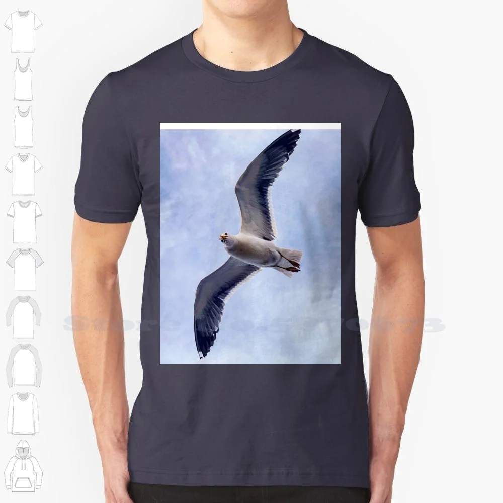 Bird , Flaying Bird In 100% Cotton T-Shirt Surf Moment In Art Surf Momment