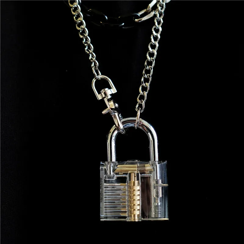 Fashion New Lock Necklace Transparent Couple Necklace Tide Men And Women Pendant Accessories Hot Sale