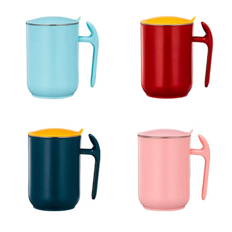 500ML Mug Office Handy Water Milk Home Coffee  Cup With Lid Anti-Scald Insulation Removable Double Stainless Steel + PP Plastic