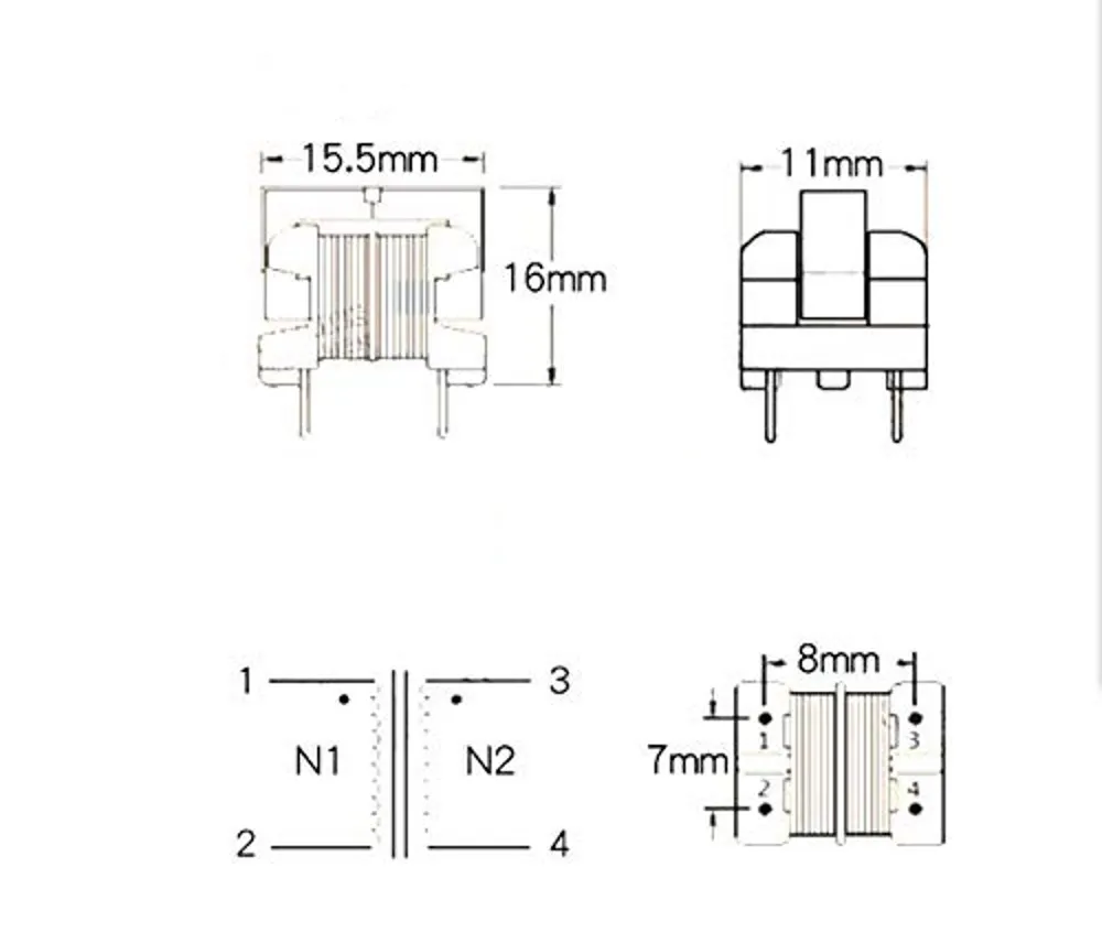 100 Pcs/lot UU9.8 UF9.8 Common Mode Choke Inductor 5mH 10mH 15m H20mH 25mH 30mH 40mH 50mH Für filter Pitch 7*8mm – Detail 1