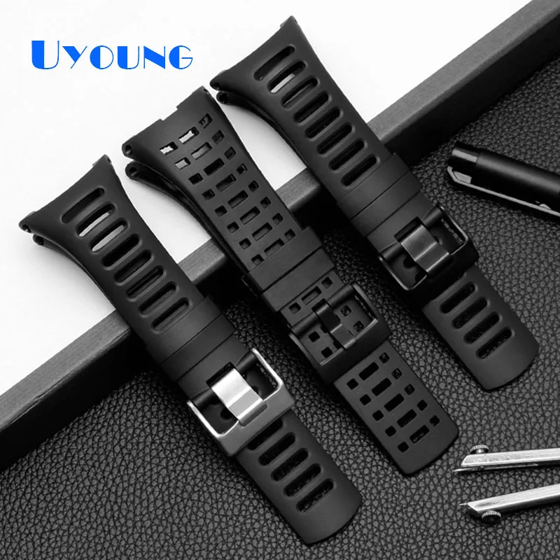 

High quality rubber watchband 35mm fit Suunto ambit 1/2/3 sport wristwatches band waterproof Special silicone strap black man