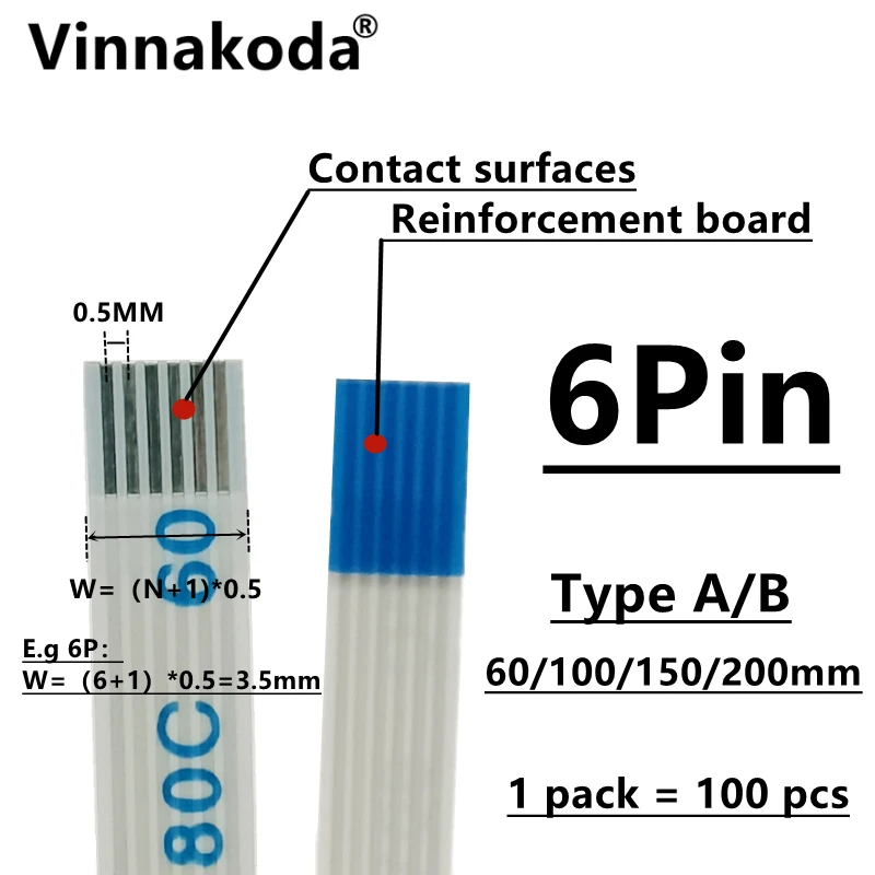 AWM 100 80C 60V 20624 VW-1 type a/B 60/FFC-0.5MM-6P/100/150 MM 10 pièces/200 pièces