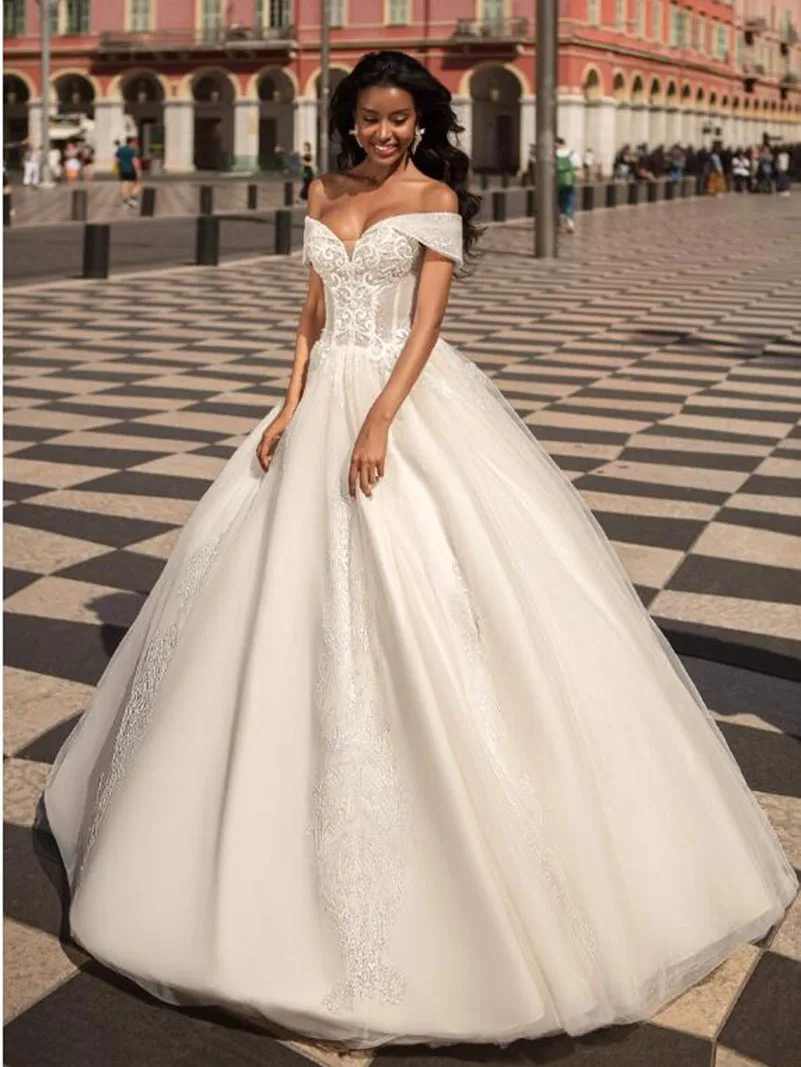 Sodigne Prinses Trouwjurken 2022 A-Line Sweetheart Off De Schouder Lace Trouwjurk A-Lijn Formele Bridal Dress