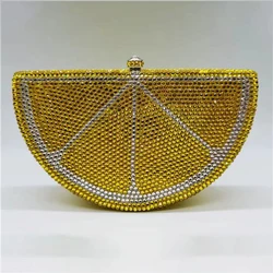 Fashion Crystal Evening Bags Orange Fruit watermelon Clutch Bags Luxury Diamond Party Handbags Wedding Purse