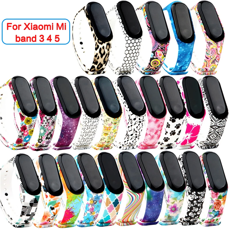 39 Colorful Soft Silicone mi band 5 4 3 Flower Printed wrist strap Strap Watchband for xiaomi mi band 6 Sports bracelet Bracelet