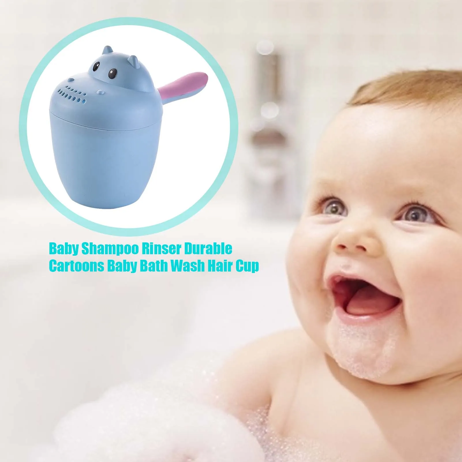 Enjuagador de champú para bebé, taza de enjuague de champú para niños, cabezal de lavado de ducha para baño de niños, cucharas de ducha para bebés