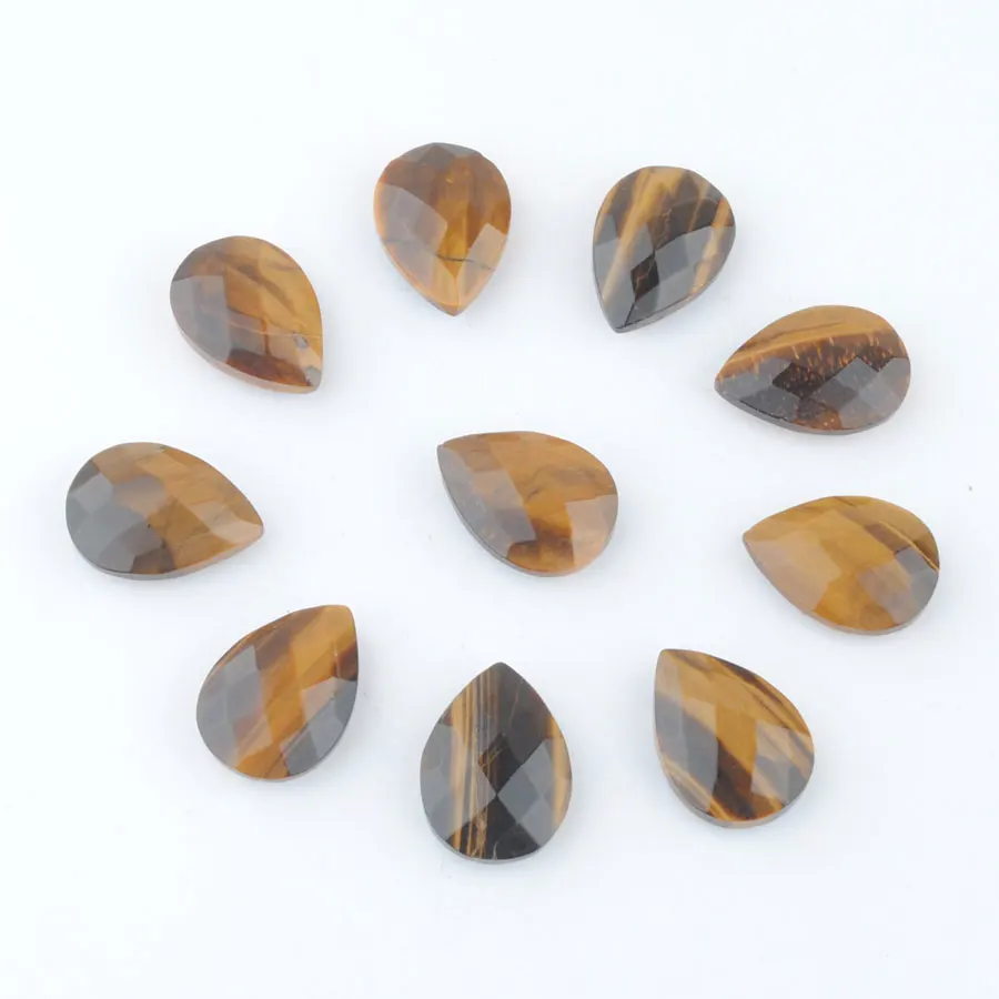 

Wholesale 20Pcs /Lot Natural Faceted Stone Tigers Eye 13x18mm Teardrop Cabochon No Hole Beads Jewelry Making TU3369