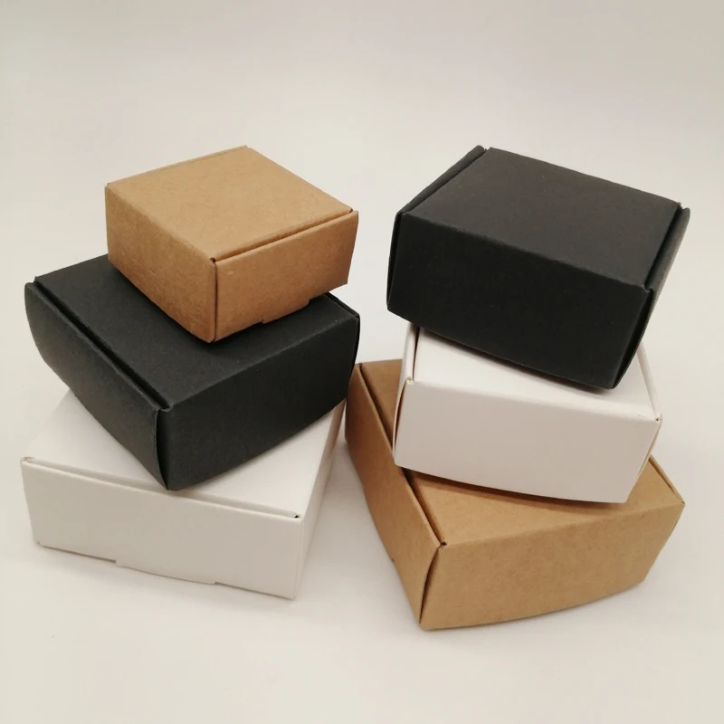 50pcs White/Black/kraft Paper Gift Box Kraft Paper Box for Gifts Birthday Party Wedding Candy Box Storage Packing Box Wholesale