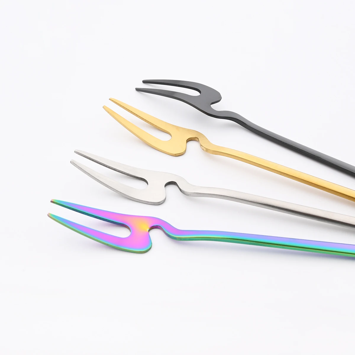 6Pcs Gold Fork Set Tea Cake Snack Forks Dinnerware Cutlery Matte 304 Stainless Steel Tableware Dessert Fruit Fork Silverware Set