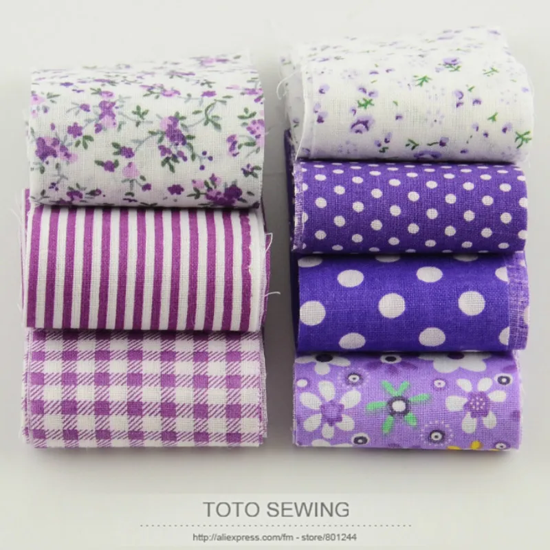 Booksew New Arrival Purple Sets 100% Cotton Fabric 7Pcs/Lot 5cm x100cm Quilting Patchwork Jelly Roll Fabric Strips Handcrafts