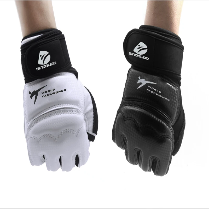 New PU Half Finger Adult Kids Karate guantoni da boxe guanti SandaTaekwondo Palm Protector guanti da mano MMA Muay Thai Hand Protector