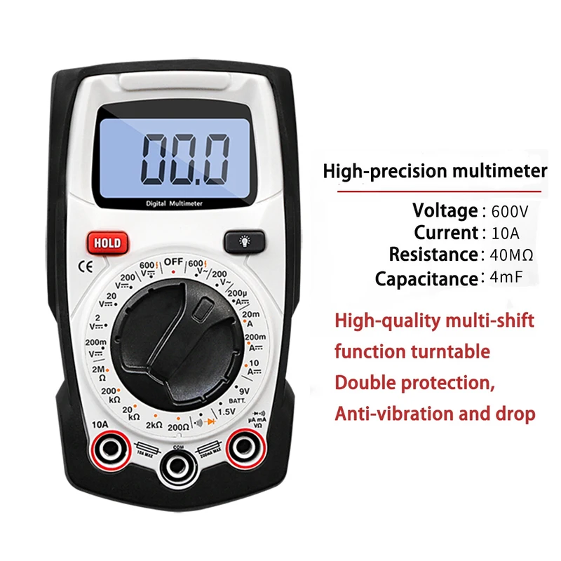 DT-660B Mini Digital Multimeter Multi-function Anti-Burning Digital Display High-Precision DC AC Voltage Current Meter