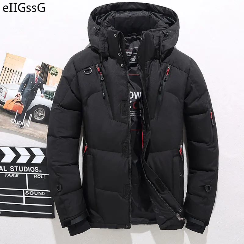 Men's White Duck Down Jacket Warm Hooded Thick Puffer Jacket Coat Male Casual High Quality Overcoat Thermal Winter Parka Men