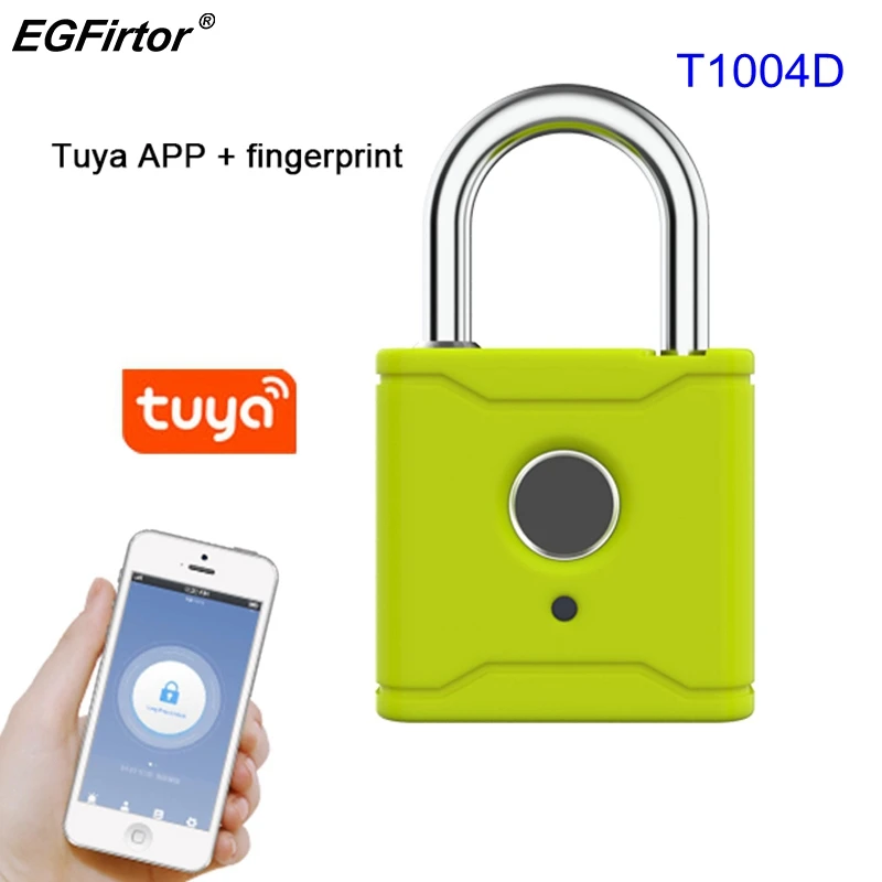 

EGFirtor USB Rechargeable Tuya Fingerprint Padlock Bluetooth Mini Smart APP Remote Control Bag Box Electronic Door Lock