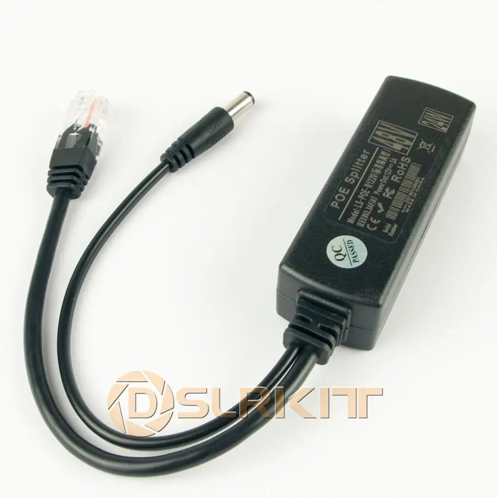 DSLRKIT Active PoE Splitter Power Over Ethernet 48V to 12V 2A for IEEE802.3at 24Watt