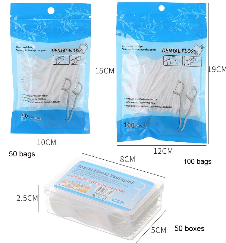50/100pcs Dental Floss Flosser Picks Toothpicks Teeth Stick Tooth Cleaning Interdental Brush Dental Floss Pick Oral Hygiene Care