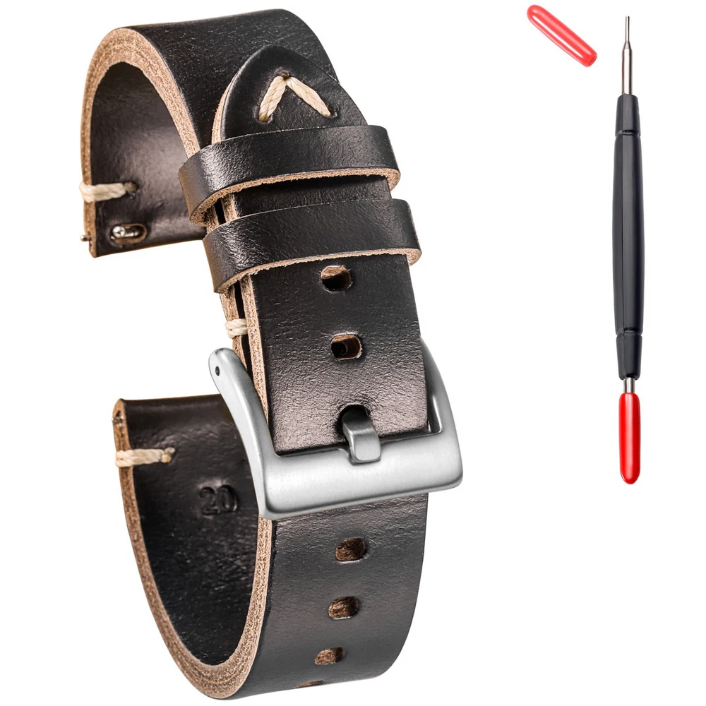 Hemsut Leather Watch Bands Quick Release For Men Women Horween Chromexcel Handmade Watch Strap Soft Vintag 19 20 21 22MM