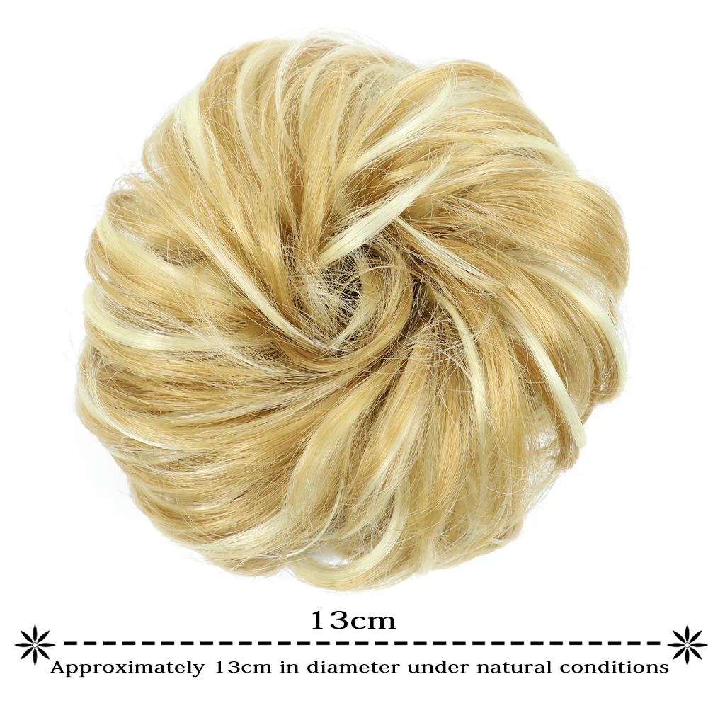 Synthetic Hair Bun Chignon Ladies Ponytail Hair Extension Scrunchie Elastic Wave Curly Hairpieces Scrunchie Wrap