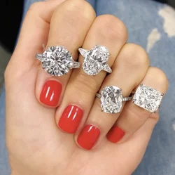 Solitaire 5ct Lab Diamond Ring Real 925 sterling silver Jewelry Engagement Wedding band Rings for Women Bridal Party accessory
