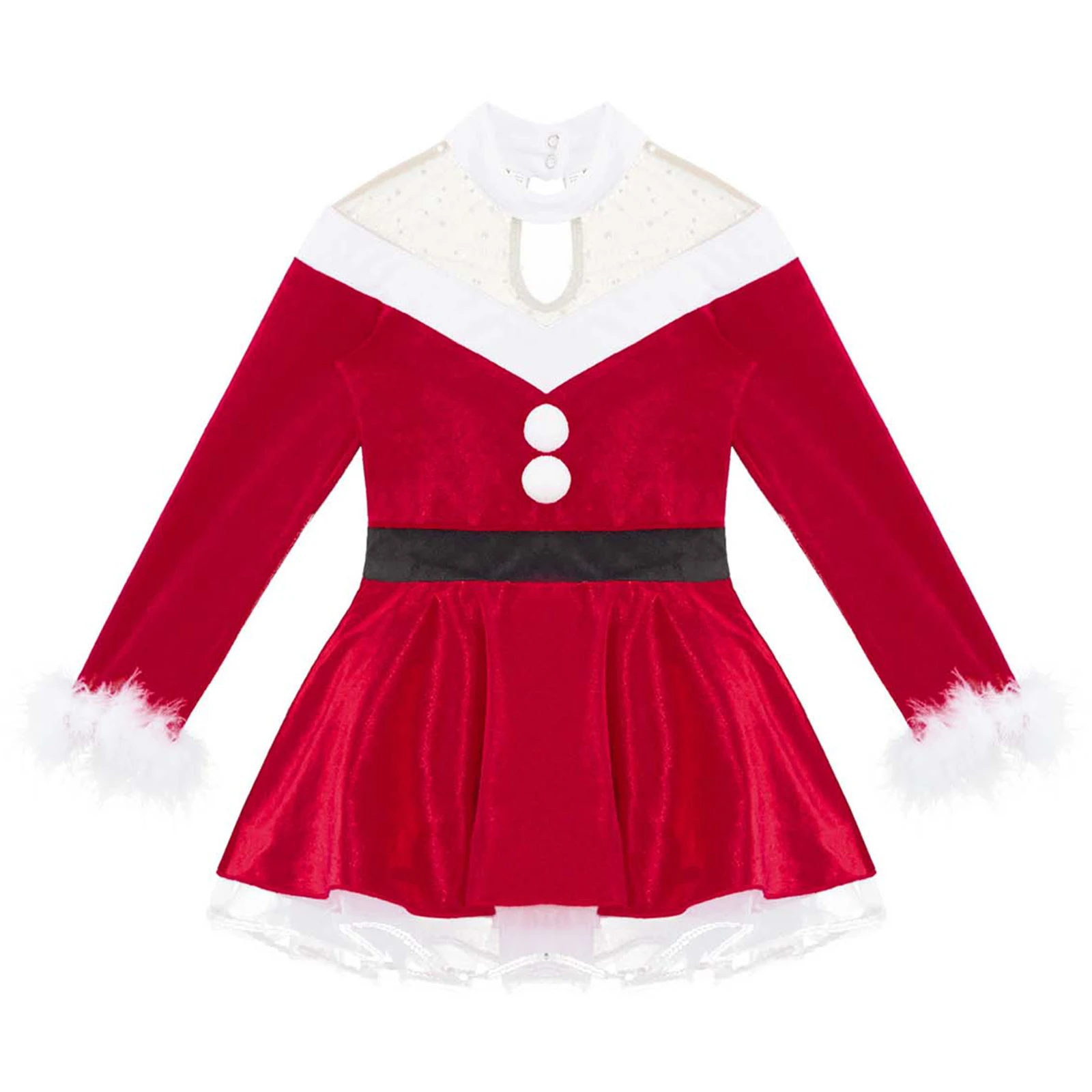 4-16 anni vestito da bambina per bambini vestito da Tutu a maniche lunghe in flanella vestito da ballo in velluto decorato body Cosplay abiti di