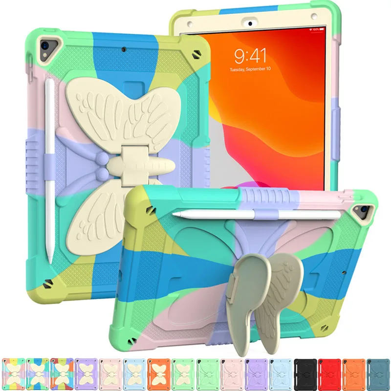 

Hard PC+Soft Silicone Case for IPad 10.2 7th 8th 9th Pro 10.5 Air 3 tablet Cover Non Slip Drop Shockproof + Shoulder Strap