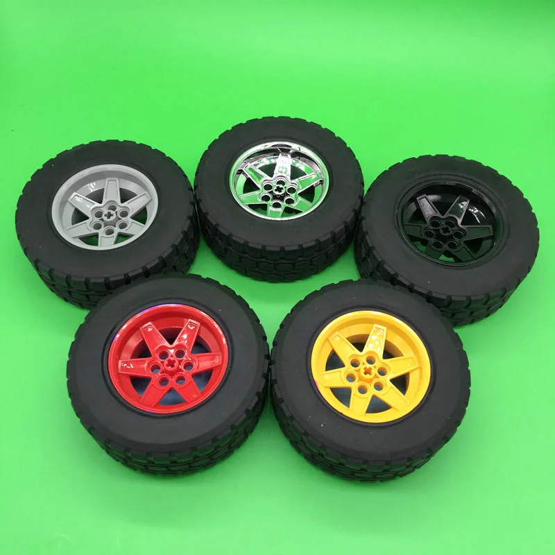 2 Pcs/lot High-Tech Wheel 94x38mm ZR Rim Wheel+Black Tire Hub 92912+15038 MOC Building Blocks Bricks Car Wheels Kids gifts Toys