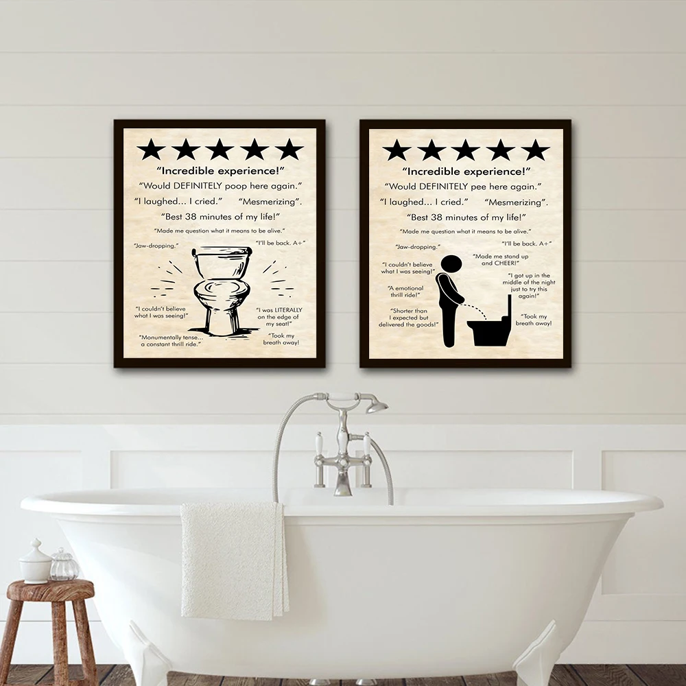 Incredible Toilet Pee Craft Quote Sign Print Posters Amazing Experience Wall Art Canvas Painting 5 Star Bathroom Decor Pictures