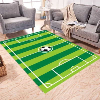 Green Football Field Carpet, Living Room, Children Play, Rectangular Crawling Soft Mat