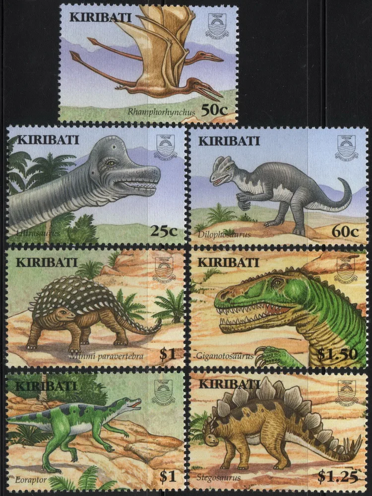 7 sztuk/zestaw nowy Kiribati Post Stamp prehistoryczne dinozaury znaczki pocztowe MNH