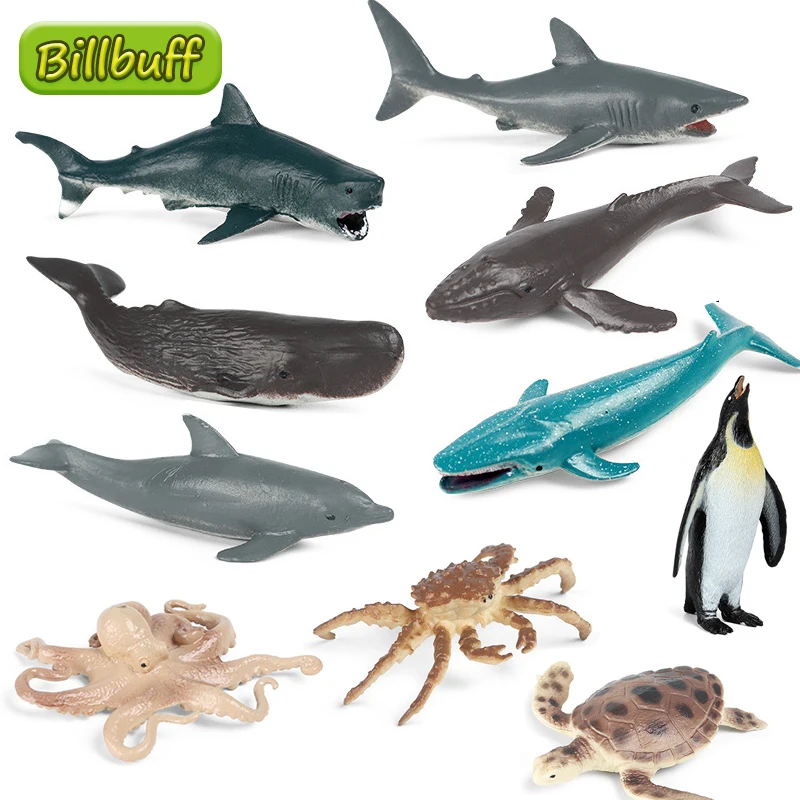 New Simulation Ocean Animal Model Set Figures Shark Whale Turtle Dolphin Swordfish Action Figures Educational toys for kids Gift