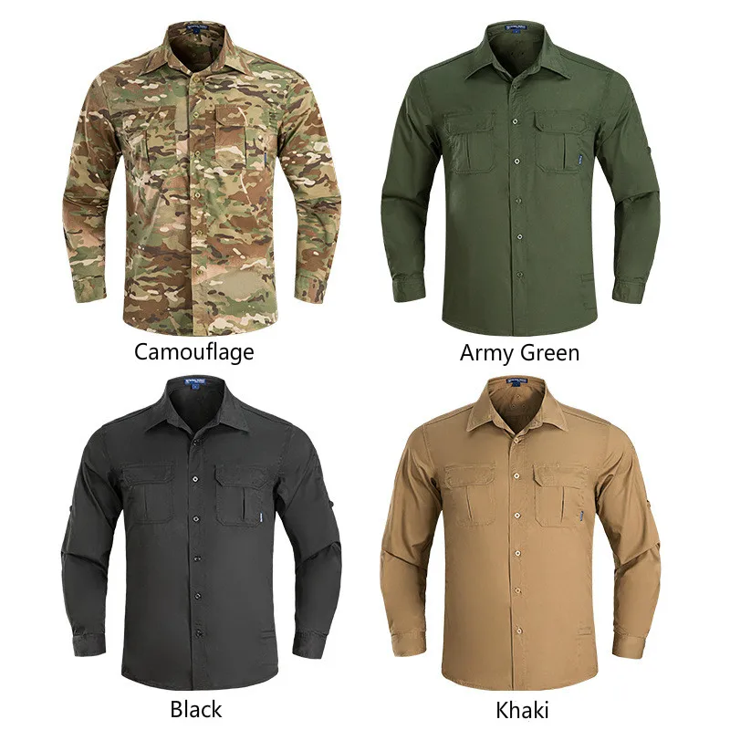 Men's Outdoor Commuting Tactical Shirt Summer Camouflage  Casual Shirt Training Suit Breathable Quick-drying Long-sleeved Shirts