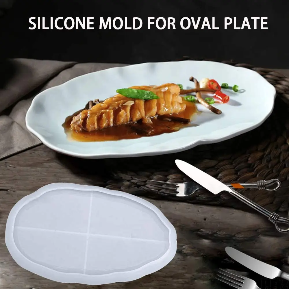 Silicone Resin Oval Tray Mold Irregular Epoxy Resin Casting Molds Jewelry Storage Plate Dinner Dish Casting Mold Home Decoration